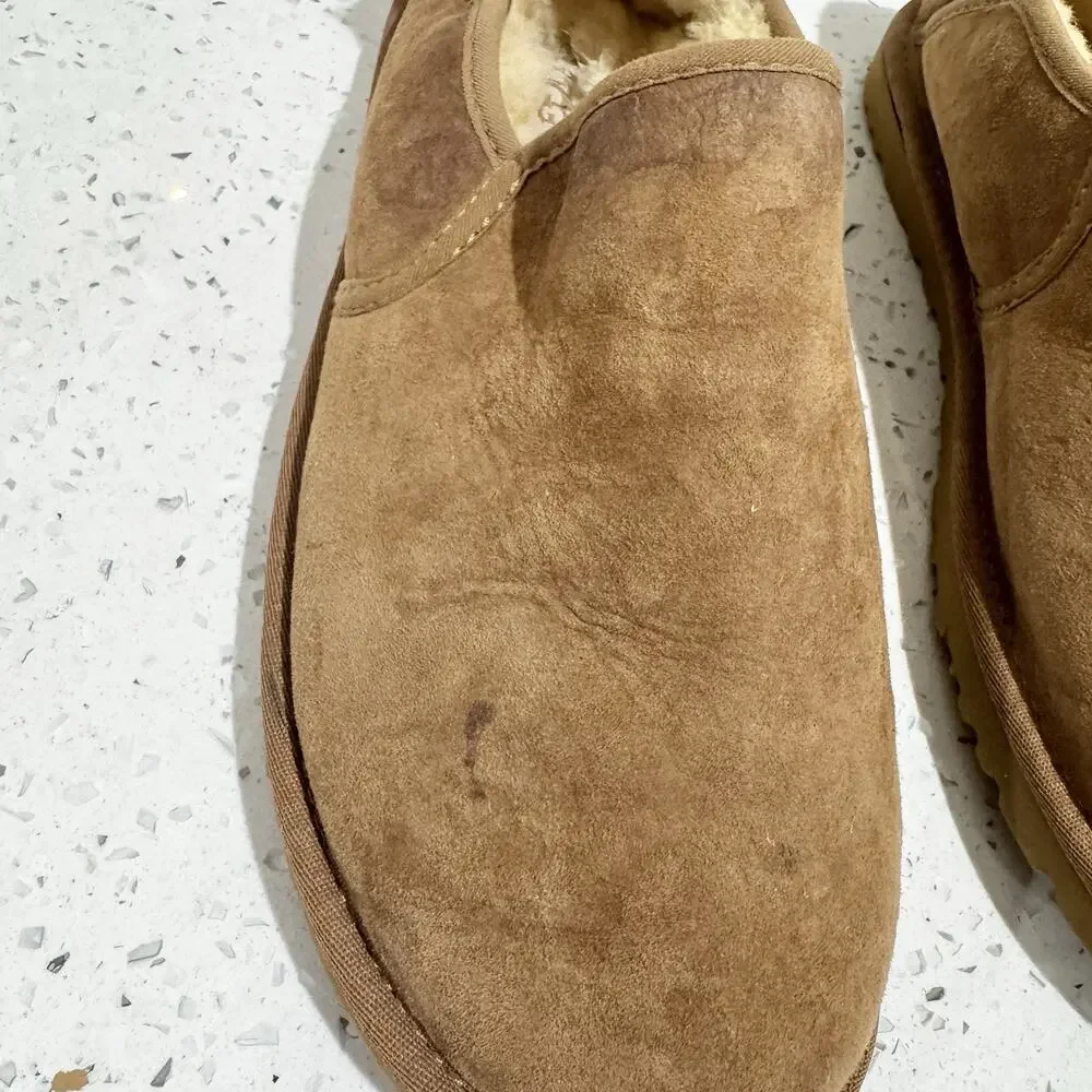 UGG Men's Kenton slippers Chestnut Suede Shearling Lined Size 9 CP